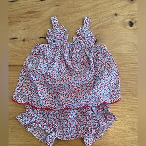 Cat‎ & Jack Red Blue Floral Summer Set Baby Girl 3-6m NWOT
